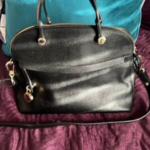 Furla Black Shoulder Bag with Gold Hardware